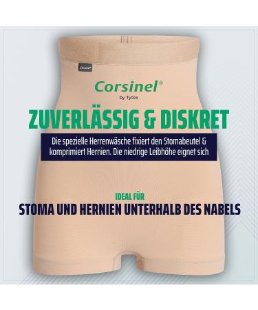 Corsinel Support Linen Low Women's Boxer Shorts for Stoma & Hernia | Maximum Support Damen Underpants for Umbilical Scar & Inguinal Hernia | Reliable Protection in Beige - Buy Online on GoSupps.com