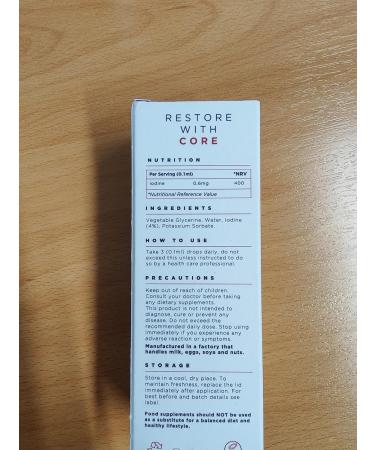 Iodine Liquid Drops - Vegan - High Strength 600mcg - 400 Servings - Made in UK - Core Nutrition - Buy Online on GoSupps.com