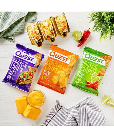 Quest Tortilla Style Protein Chips Variety Pack - Chili Lime, Nacho Cheese, Loaded Taco - 1.1 oz (12 Pack) - Buy Online on GoSupps.com
