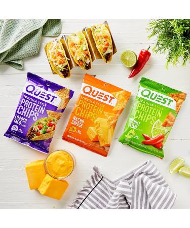 Quest Protein Shake Vanilla 11 Fl Oz 4 Count Pack of 3 and Protein Chips Chili Lime Nacho Cheese Loaded Taco Variety Pack - Buy Online on GoSupps.com