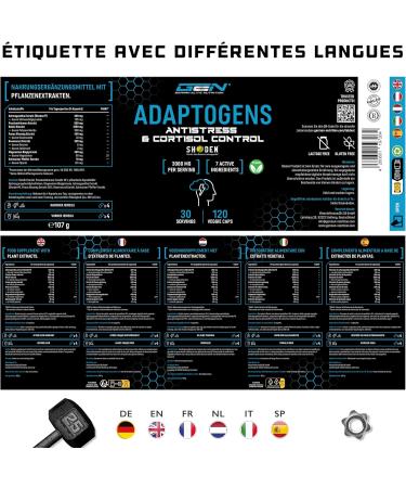 Adaptogen Complex - Stress & Relax Support with Shoden Ashwagandha Reishi Ginseng Passionflower Rose Root Extract - Magnesium - Vegan - 120 Capsules - Buy Online on GoSupps.com