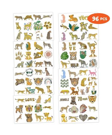 96PCS Cheetah Temporary Tattoos for Jungle Theme Birthday Party - Kids Tattoo Stickers for Gifts and Prizes - Buy Online on GoSupps.com