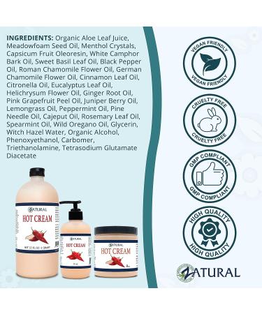 Organic Hot Cream 32oz | Cellulite & Muscle Rub | Slimming & Pain Relief | Body Wraps for Belly Fat | Skin Firming & Weight Loss | Doctor Formulated - Buy Online on GoSupps.com