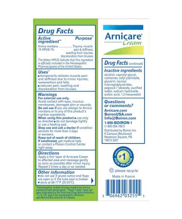 Boiron Arnicare Cream 2.5 Fl Oz - Fast-Acting Pain Relief Cream - Buy Online on GoSupps.com