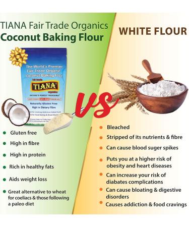 TIANA Fairtrade Organic Coconut Flour Premium Quality and Low-Carb 500g - Buy Online on GoSupps.com