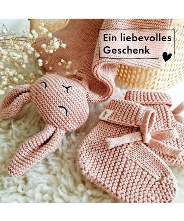 Moyo Baby Gift Set in Ros | 2-Part Gift Set with Knitted Rabbit Towel & Booties | Perfect Newborn Gift for Boys & Girls | Ideal Baby Shower Gift for New Parents - Buy Online on GoSupps.com