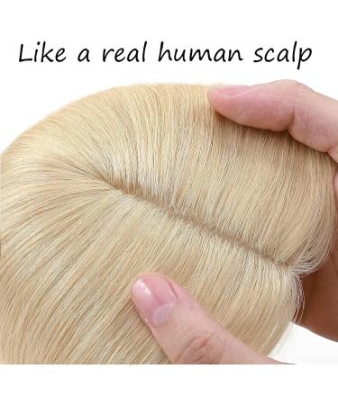 6" SEGO Hair Toppers for Thinning Hair Women Real Remy Human Hair 2.5 * 9cm CENTRAL SILK BASE One Piece Clip in Hairpieces Extension 130% Density (#613 Bleach Blonde) - Buy Online on GoSupps.com