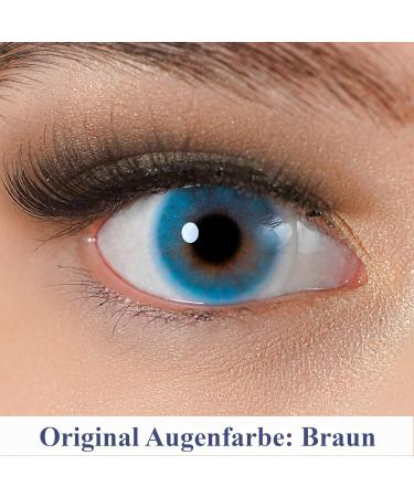 Buy Blue Colored Annual Contact Lenses - Soft Hydrogel 0.0 Diopter Natural Ocean Azul - 2 Pieces + Lens Container | International Shipping - Buy Online on GoSupps.com