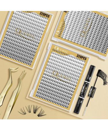 QUEWEL Individual Cluster Lashes - 320 PCS 0.07C Curl DIY Eyelash Extensions (Mix 9-16mm) - Natural Look at Home - Buy Online on GoSupps.com