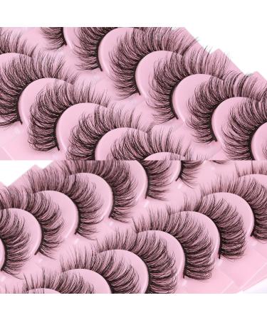 wiwoseo Eyelashes Natural Wispy Fluffy Faux Mink Lashes Extension Styles 3D Effect 16MM False Eyelashes Fluffy Volume Lightweight Reusable 10 Pairs Pack