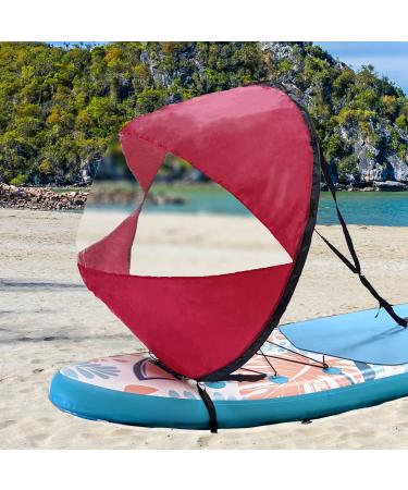Karibou 42 inches Downwind Wind Sail Kit Kayak Wind Sail Kayak Paddle Board Accessories,Easy Setup & Deploys Quickly,Compact & Portable,Red