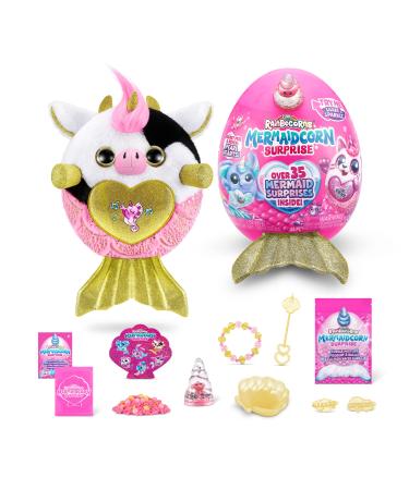 Rainbocorns Mermaidcorn Series 7 Cow - Collectible Plush - Mermaid Surprises Cuddle Plush Stuffed Animal Stickers (Cow)