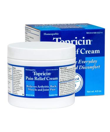 Topricin Pain Relief Cream (4 oz) Fast Acting Pain Relieving Rub 4 Ounce (Pack of 1)