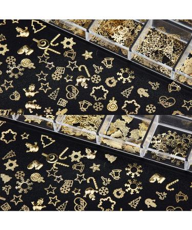 NICENEEDED 2 Boxes Christmas Nail Art Sequins 3D Snowflake Snowman Bell Elk Design Nail Glitters Holographic Laser Gold Xmas Nail Art Flakes for Christmas Party Nail Decoration - Buy Online on GoSupps.com