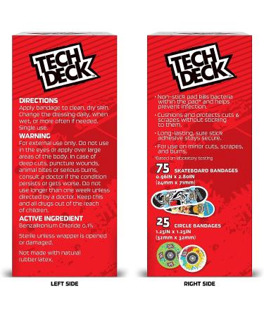 Tech Deck Kids Adhesive Bandages 100 ct - Children's Wearable Antibacterial Bandages for Cuts, Scrapes, Burns - Easter Basket Stuffer for Kids & Toddlers - Buy Online on GoSupps.com