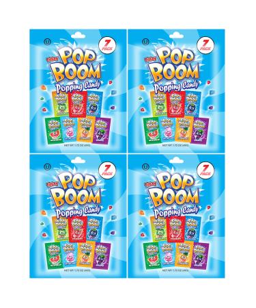 Tiltay Pop Boom Popping Candy – 7 Flavor Assortment Strawberry Green Apple Blue Raspberry Watermelon Grape Pineapple Cotton Candy – 4 x 7-pack