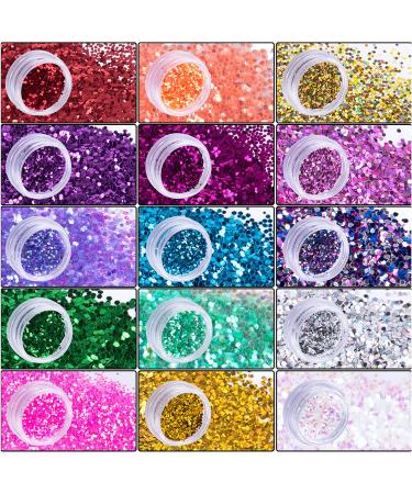 Dazzle at Festivals with Duufin Face Jewels and Glitter Set - 15 Sets of Rhinestone Face Stickers and Chunky Glitter for Rave, Carnival, and Parties - Buy Online on GoSupps.com