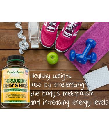 Thermogenic Energy & Focus Supplement - Accelerated Fat Burning & Natural Energy Booster - 60 Capsules - Made in USA - Buy Online on GoSupps.com