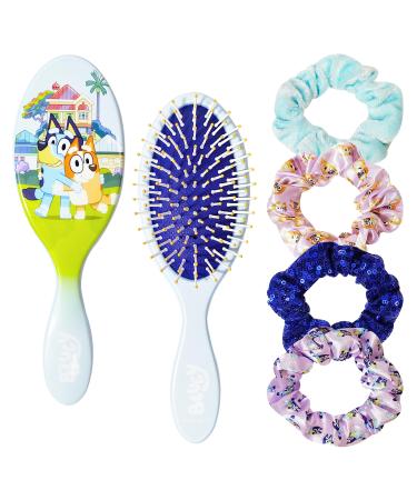 Bluey Detangling Brush and 4 Elastic Scrunchies Hair Accessory Set for Kids - Ages 3+ Bluey 5 Piece Hair Accessory Set 1