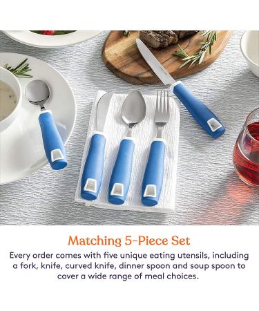 Special Supplies Adaptive Utensils Set - Non-Weighted, Non-Slip Handles for Hand Tremors, Arthritis, Parkinson's or Elderly Use - Stainless Steel Cutlery Set - Blue - Buy Online on GoSupps.com