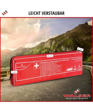 Walser 2024 Car Bandage Pocket - STVO Compliant 3-in-1 First Aid Set with Breakdown Triangle & Warning Vest | DIN 13164 Approved - Buy Online on GoSupps.com