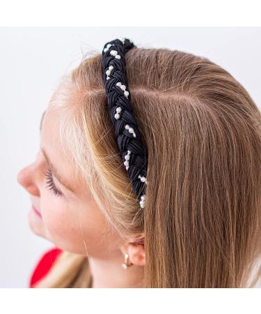 FROG SAC 3 Pearl Headbands for Girls - Satin Braided Hair Bands for Kids in Black, Purple, Pink - Cute Fashion Accessories with Pearls - Buy Online on GoSupps.com