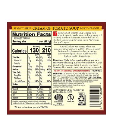 Amy's Soup  Gluten Free  Organic Cream of Tomato  Low Fat  14.5 oz - Buy Online on GoSupps.com