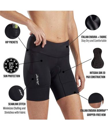 Zoot Women's Core 6-Inch Tri Shorts - Black X-Small | Performance Triathlon Shorts with Drawstring Closure - Buy Online on GoSupps.com