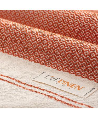 Evelynen Turkish Hand Towels Set of 2 - Boho Farmhouse Decor | 100% Cotton | 16x32 - Brick - Buy Online on GoSupps.com