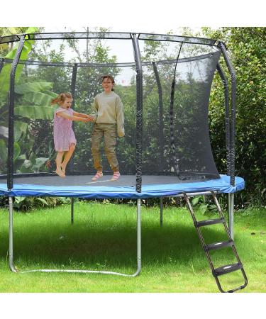 HBTower Trampoline Ladder | Horizontal Wide Steps | Universal Hook | UV Treated Steel | 220 lbs Capacity | Kids Trampoline Accessories (Black/Gold, 3-Step) - Buy Online on GoSupps.com
