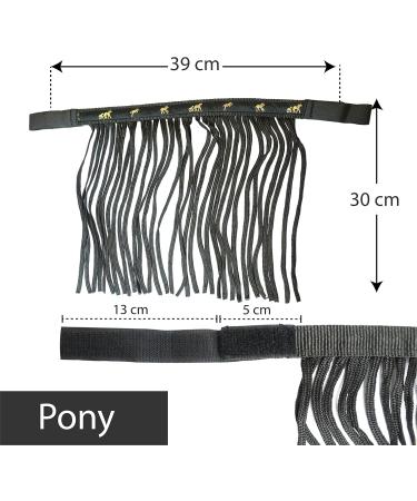 Premium Fly Mask with Fringe & Velcro Fastener for Horses | Black Pony Shetty Cob & Warmblood Sizes - Buy Online on GoSupps.com