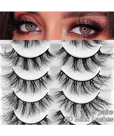 fdsmall False Eyelashes 8D Curl Wispy Long Lashes Fluffy Natural Look False Eyelashes 15 MM Faux Mink Lashes Soft Reusable Eye Lashes 5 Pairs (G5-9) - Buy Online on GoSupps.com