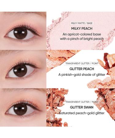 AMUSE Eye Vegan Sheer Palette - 6 Color Eyeshadow Matt Shimmery Sheer Glitter Shades - K-Beauty Natural Makeup - 03 Sheer Peach - Buy Online on GoSupps.com