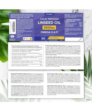 Linseed Oil Food 2000mg | Linseed Oil | 360 Capsules | Omega 3 6 9 with High Strength Alpha Linolenic Acid (ALA) | Cold Press - Buy Online on GoSupps.com
