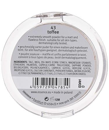 Essence Mattifying Compact Powder No. 43 Toffee - Vegan & Microplastics Free for Combination Dry & Impure Skin (12g) - Buy Online on GoSupps.com