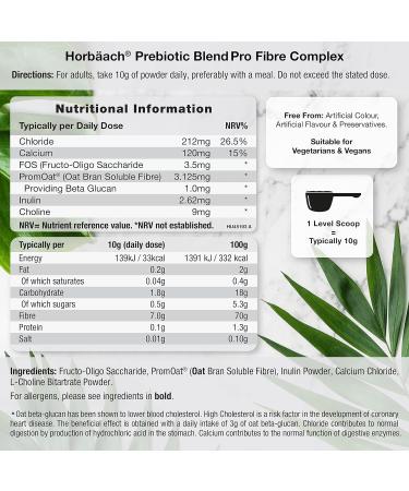 Prebiotic Fibre Supplement 250g | Gut Health Support Vegan Powder | FOS Inulin & Oat Bran Beta Glucans | Horbaach - Buy Online on GoSupps.com