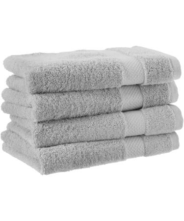 Amazon Aware 100% Organic Cotton Plush Bath Towels - Hand Towels, 4-Pack, Light Gray Hand Towel (4-Pack) Light Gray