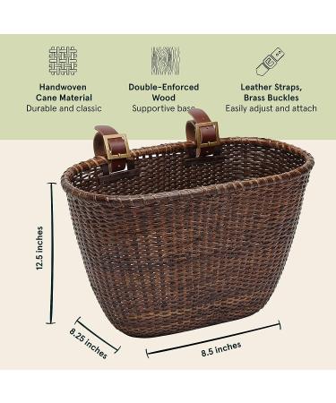 Retrospec Oval Dreamcatcher Basket with Leather Straps, Brass Buckles - Dark Stain - Buy Online on GoSupps.com