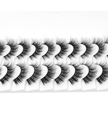 6D Fluffy False Eyelashes - 10 Pairs Natural Cat-Eye Faux Mink Lashes | Thick Soft & Reusable | New Makeup by Happy Heartbeat (ID9) - Buy Online on GoSupps.com