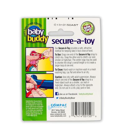 Baby Buddy Secure-A-Toy Safety Strap - 4 Pack, White/Black/Tan/Olive | Secures Toys, Teethers, Pacifiers to Strollers, Highchairs, Car Seats | Adjustable Length for Sanitary Toy Management - Buy Online on GoSupps.com