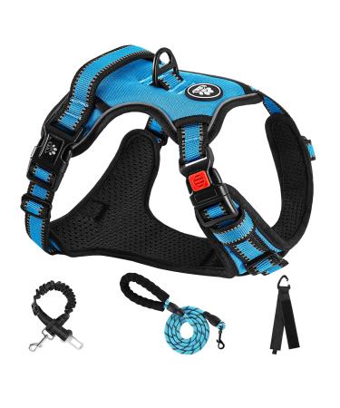 Nestroad dog harness Large dogs leash blue size L for dogs Large with neck circumference 38 48cm breast circumference 48 74cm contain breast harness dog leash and dog seat belt car l neck 38-48cm breast 48-74cm blue