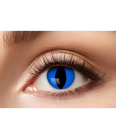 Eyecatcher 84063141-600 - Colored contact lenses 1 pair for 12 months blue carnival Mardi Gras Halloween blue cat