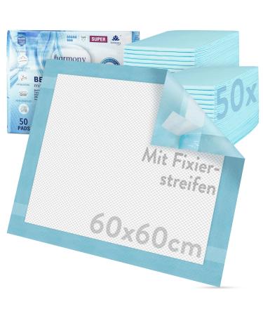 Harmony Care 50 x incontinence bed pad with fixing strips - Superate sick documents 60x60 - non -slip incontinence documents disposable 50 pieces (1 Pack) - Buy Online on GoSupps.com
