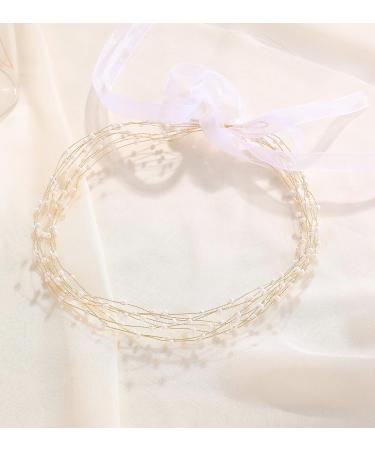 BABEYOND Bridal Pearl Vintage Wedding Headband with Lace Ribbon - White Beads - Buy Online on GoSupps.com