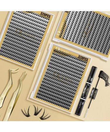Buy Individual Eyelash Extensions - 320 Stacks 50D C Curl 12-18mm | DIY Reusable Cluster Lashes - Buy Online on GoSupps.com