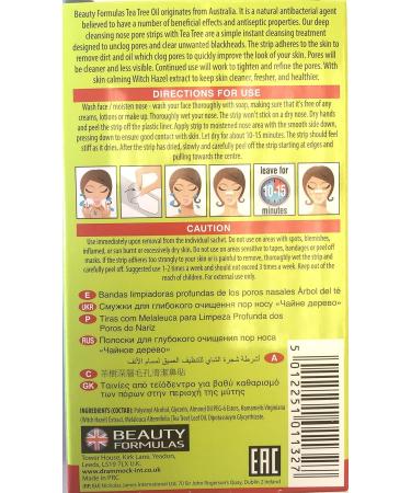 Beauty Formulas Australian Tea Tree Deep Cleansing Nose Pore Strips x 18 - Buy Online on GoSupps.com