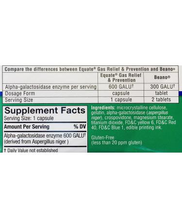 Equate Gas Relief & Prevention Enzyme Supplement 100ct - Compare to Beano | Pack of 1 - Buy Online on GoSupps.com