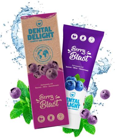 Dental Delight Berry Blast | Vegan Fruity Toothpaste | 4x Blueberry Mint | Climate-Neutral & Microplastic-Free | 300ml (1 Pack) - Buy Online on GoSupps.com