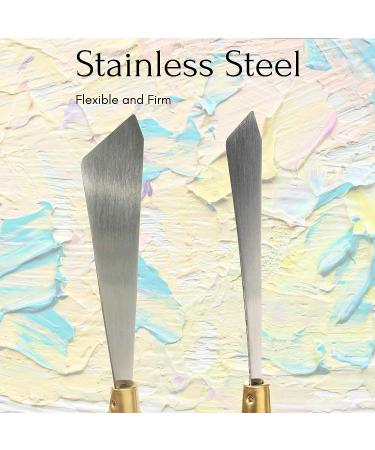 Painting Knife Set of 2 - Wood Handle, Steel Blade Palette Knives for Art and Paint - Straight Edge Gentle Flex (2 Pack) - Buy Online on GoSupps.com