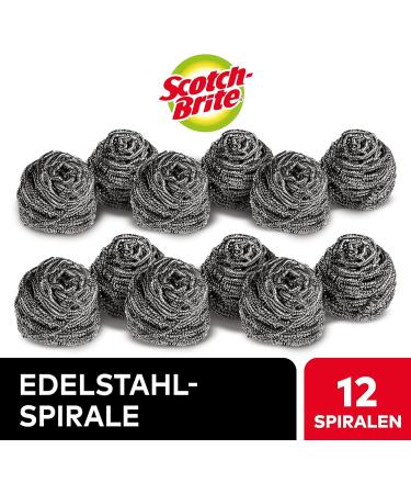 Scotch-Brite Stainless Steel Scourer - 12 Rust-Resistant Spiral Metal Pads for Powerful Cleaning | Effective Scrubbing Pad with Spirals - Buy Online on GoSupps.com